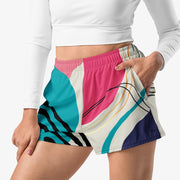 WAREHOUSE Recycled Breathy Shorts "Modernist" Fuchsia/Turquoise