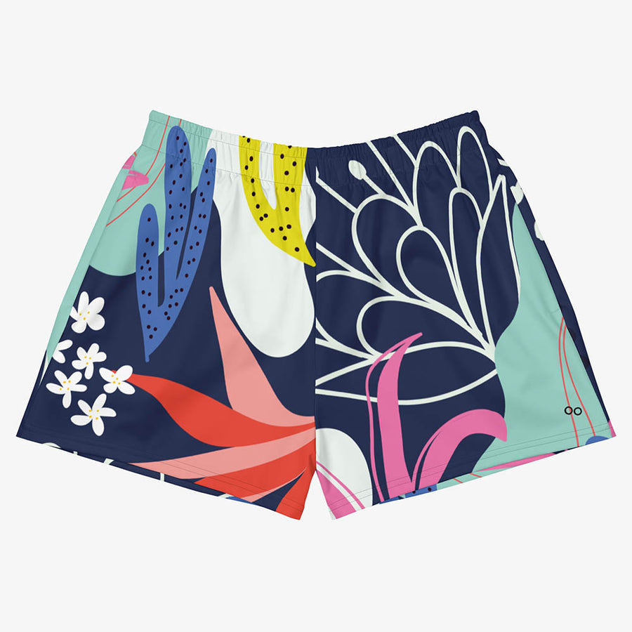 Recycled Breathy Shorts "Fluid Flowers" Blue/Yellow/Red