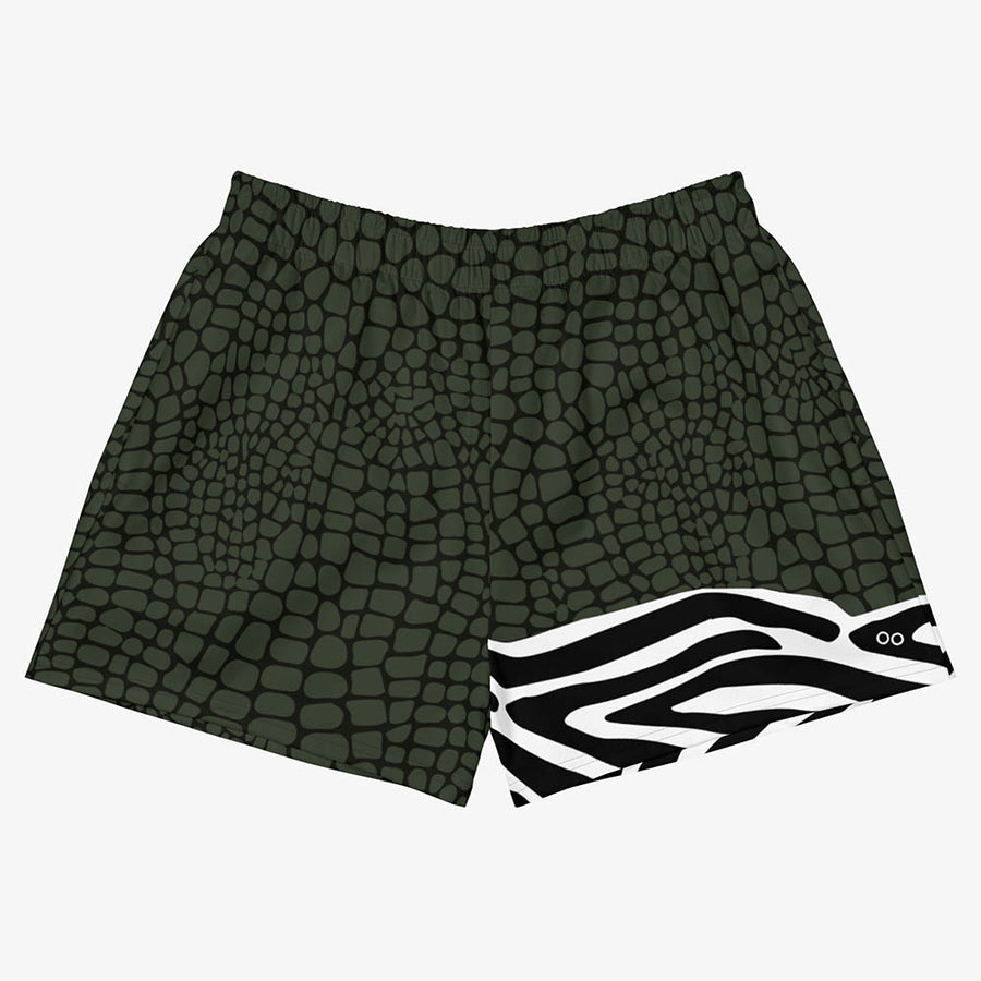 Recycled Breathy Shorts "CrocoZebra" Dark Green