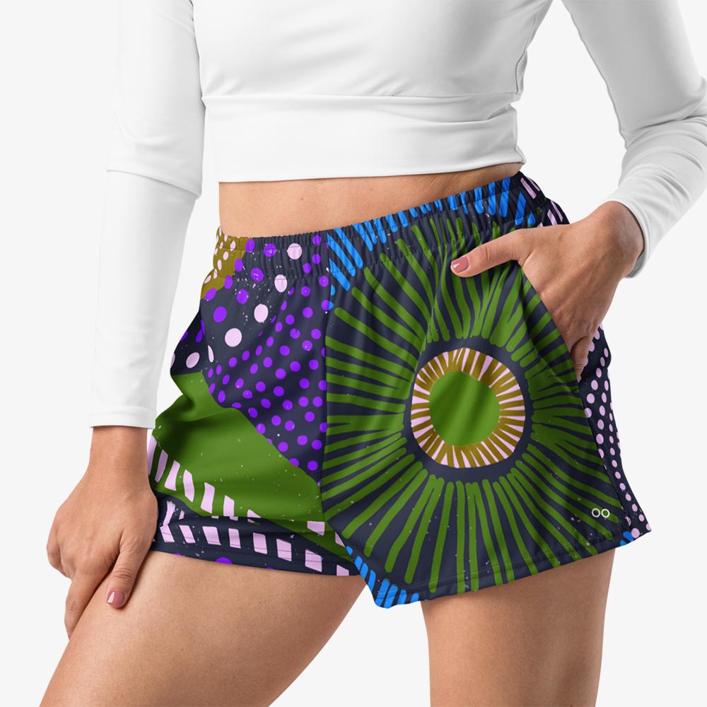 Ethno Pop Breathy Shorts – Blue/Green