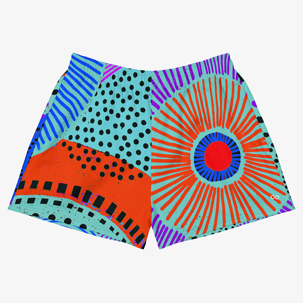 Ethno Pop Breathy Shorts – Turquoise/Red