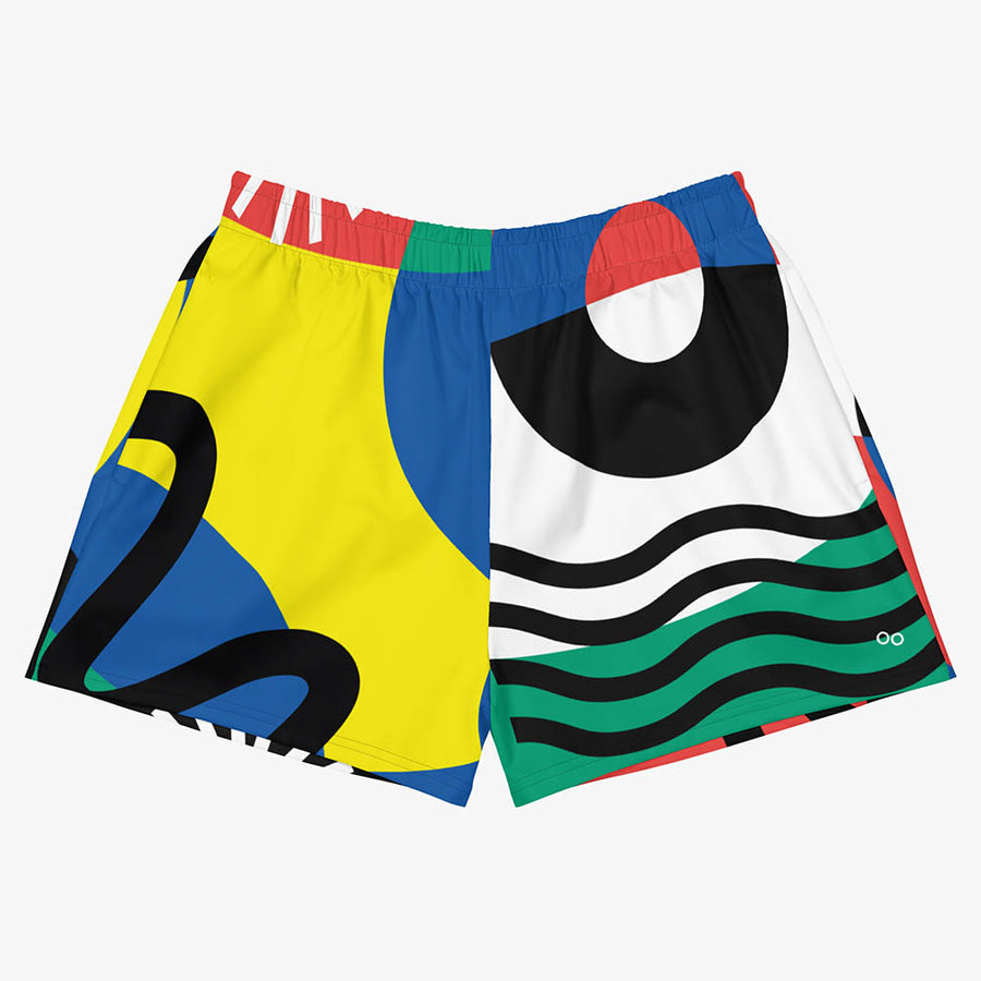 Recycled Breathy Shorts "Surrealist" Yellow/Green/Blue