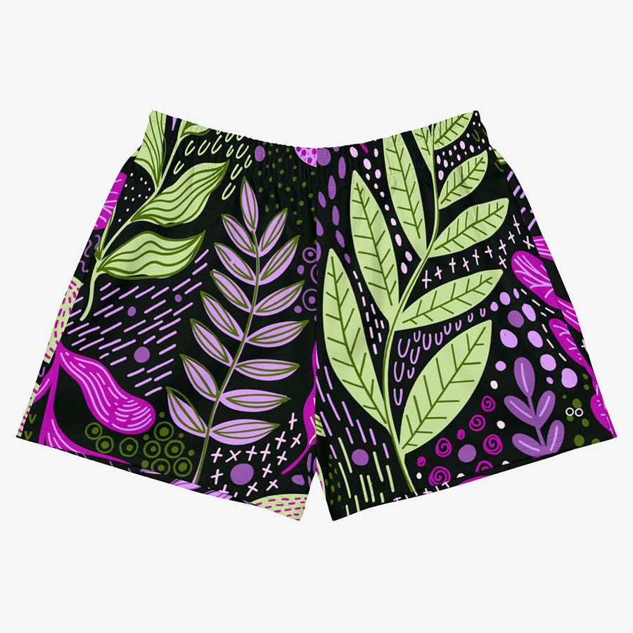 Recycled Breathy Shorts "Fairy Forest" Purple/Lime