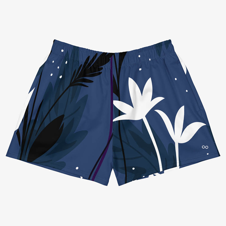 Recycled Breathy Shorts "Night Garden" Blue/White