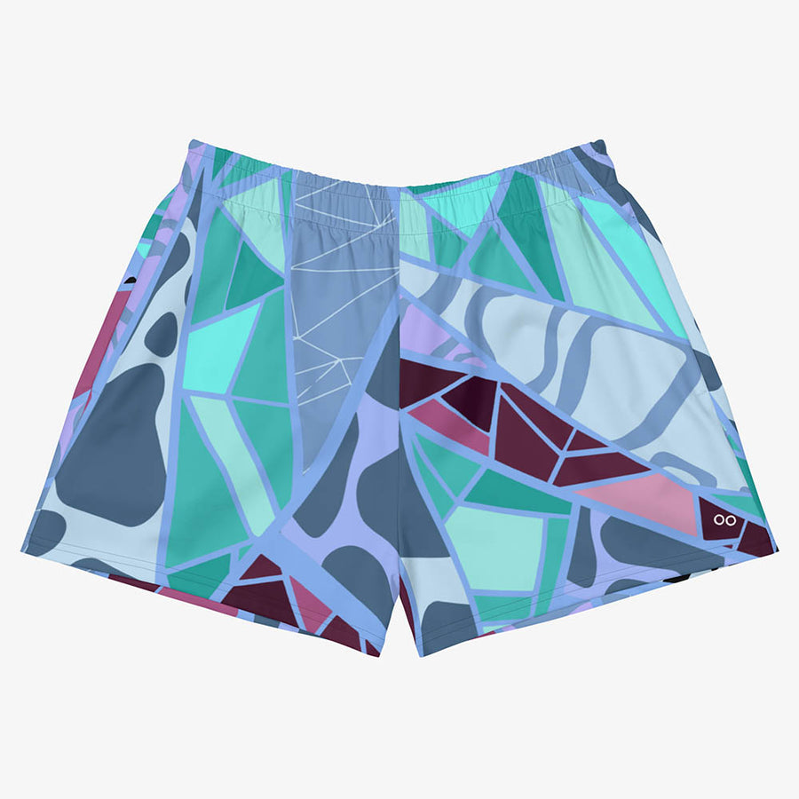 Recycled Breathy Shorts "Mosaic" Blue/Plum