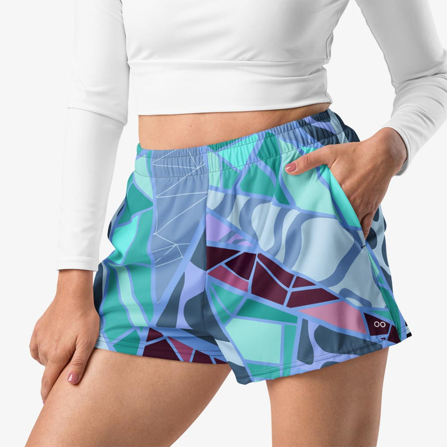 Recycled Breathy Shorts "Mosaic" Blue/Plum