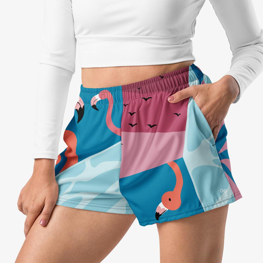 Recycled Breathy Shorts "Flamingo" Azure/Pink