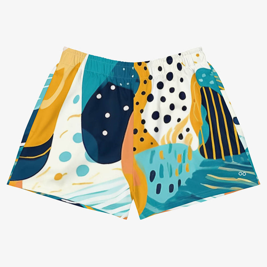 Recycled Breathy Shorts "Seascape" Turquoise/Blue/Yellow