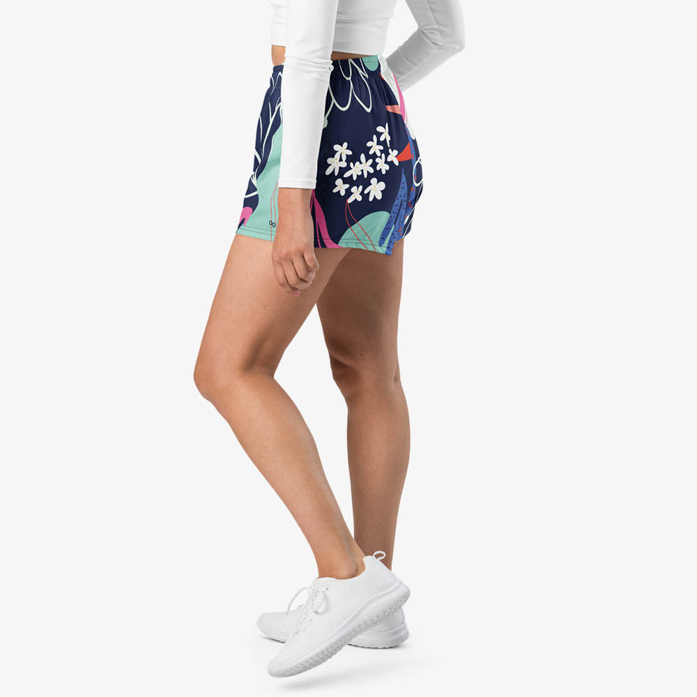 WAREHOUSE Recycled Breathy Shorts "Fluid Flowers" Blue/Yellow/Red