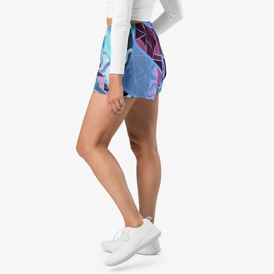 Recycled Breathy Shorts "Mosaic" Blue/Plum