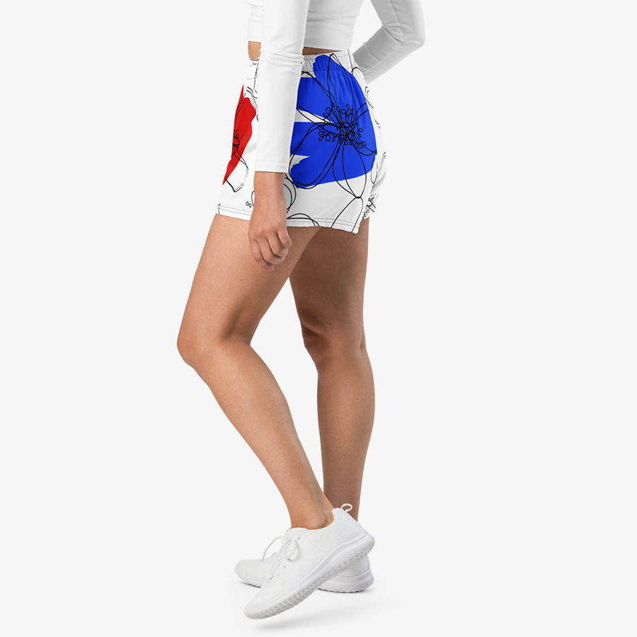 Recycled Breathy Shorts "Daisy Doodles" White/Red/Blue