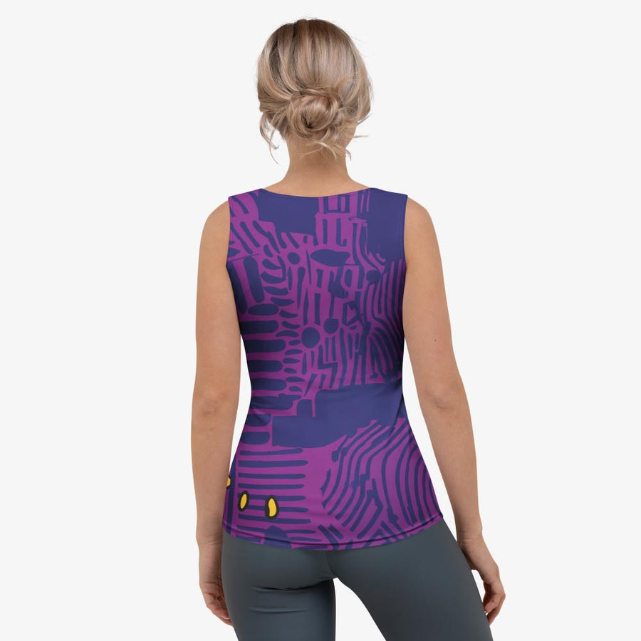 Patterned Flex Vest "Electric Maze" Purple/Yellow