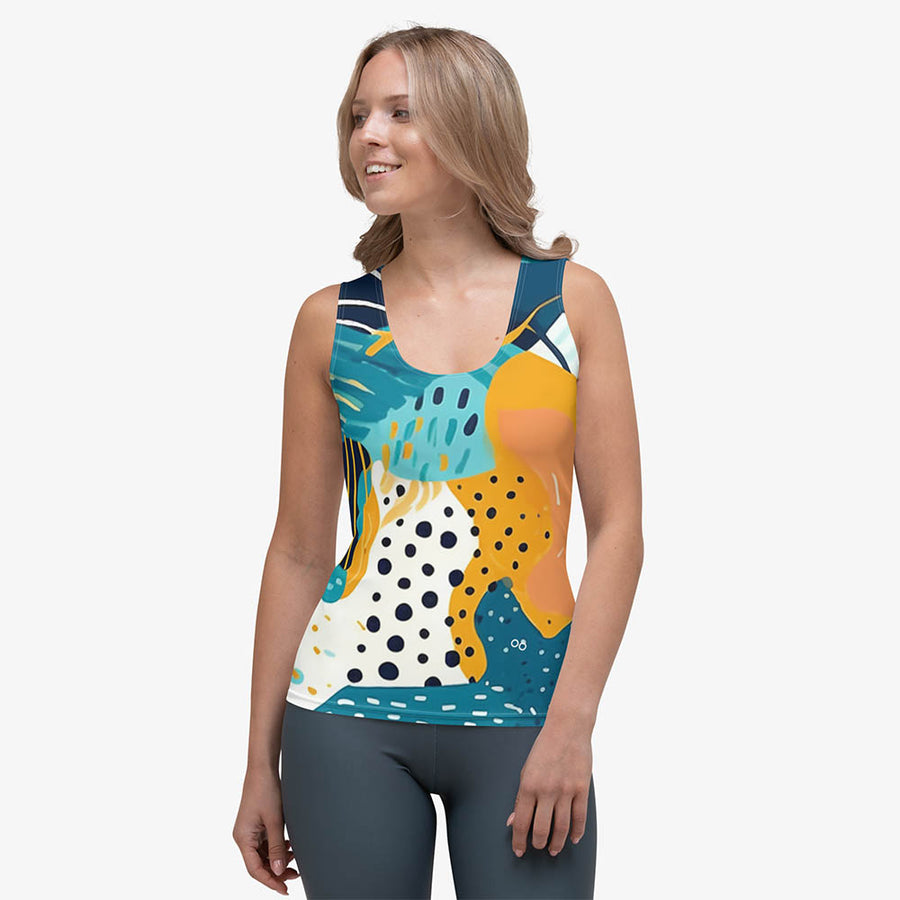 Printed Flex Vest "Seascape" Turquoise/Blue/Yellow