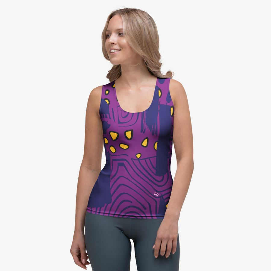 Patterned Flex Vest "Electric Maze" Purple/Yellow