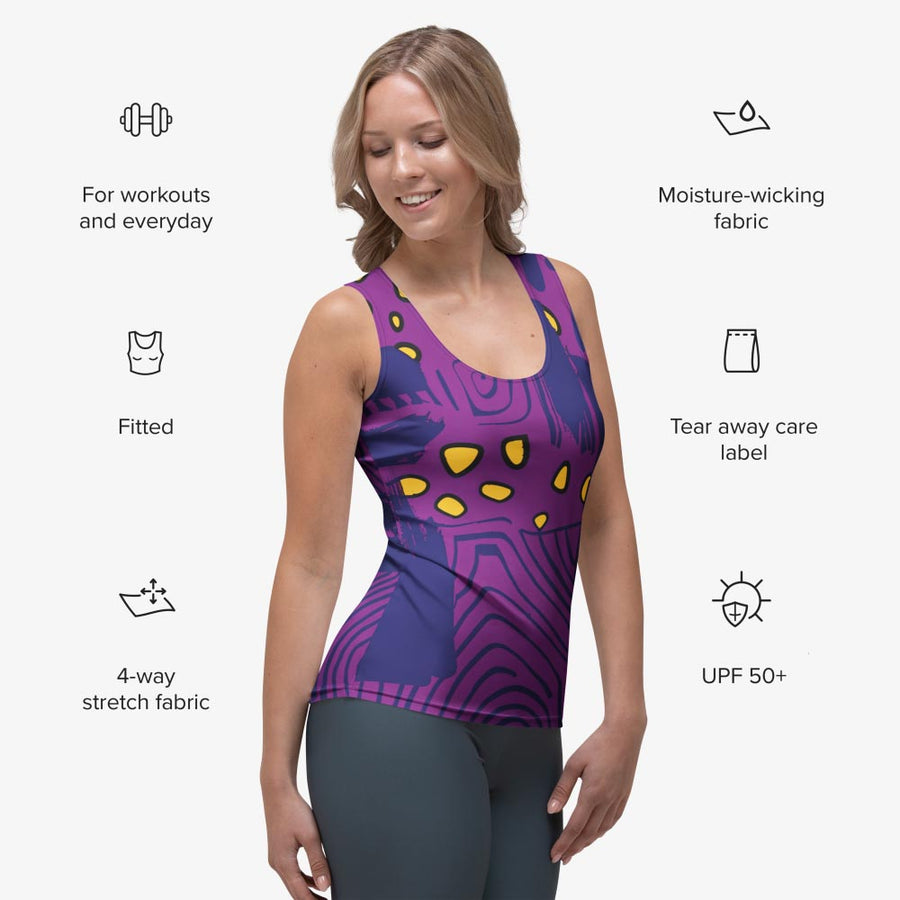 Patterned Flex Vest "Electric Maze" Purple/Yellow