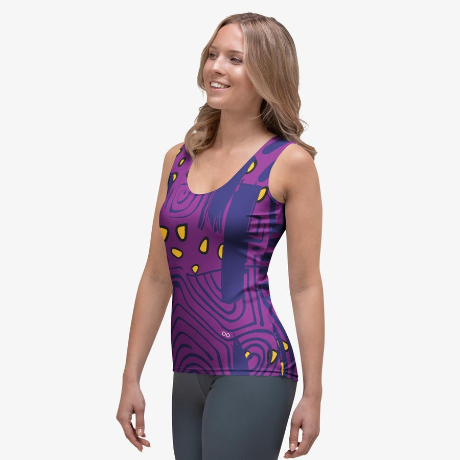Patterned Flex Vest "Electric Maze" Purple/Yellow
