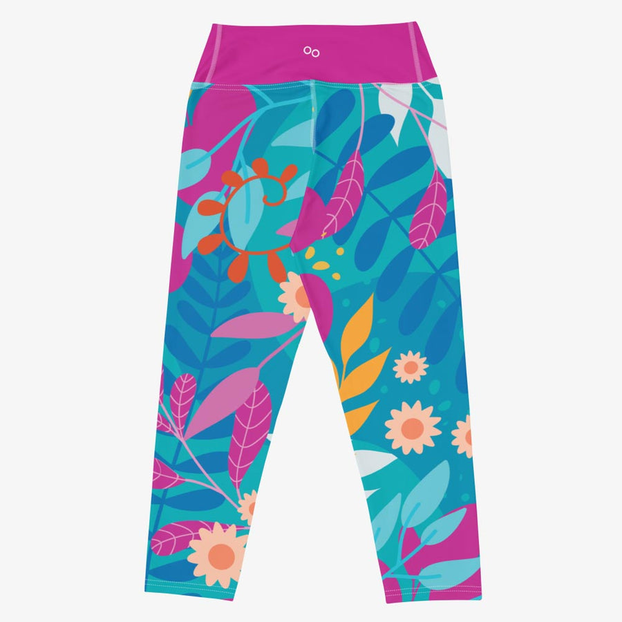Floral Capris "Petal Party" Turquoise/Fuchsia