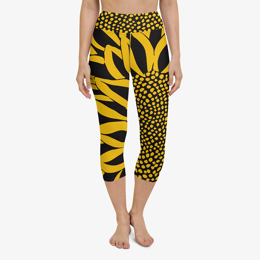 Floral Capri "Funflower" Yellow / Black