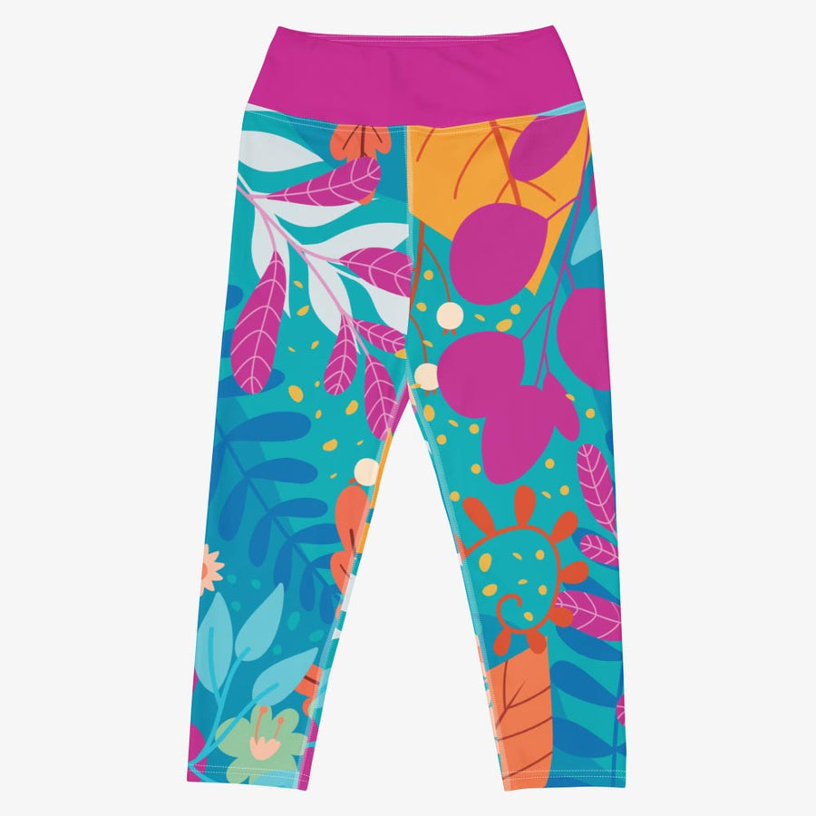 Floral Capris "Petal Party" Turquoise/Fuchsia