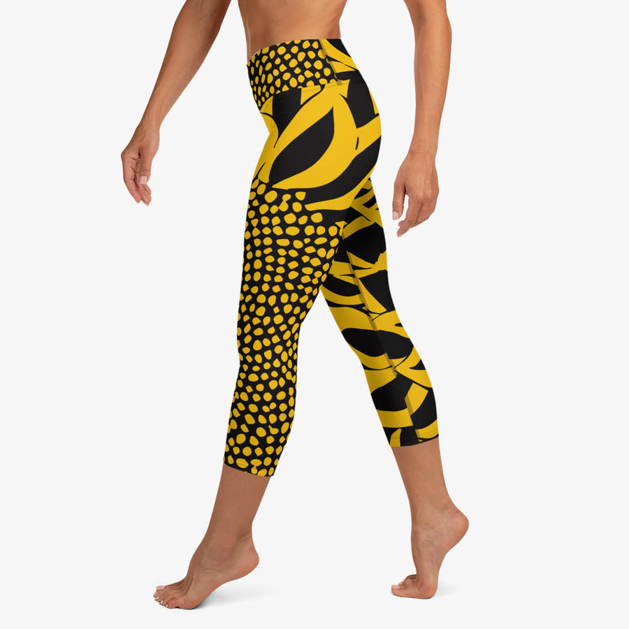 Floral Capri "Funflower" Yellow / Black