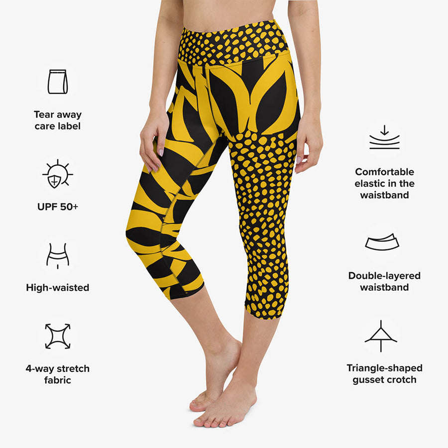 Floral Capri "Funflower" Yellow / Black