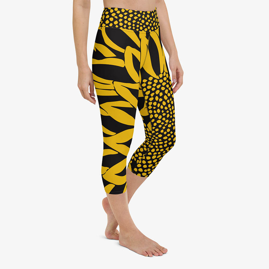 Floral Capri "Funflower" Yellow / Black