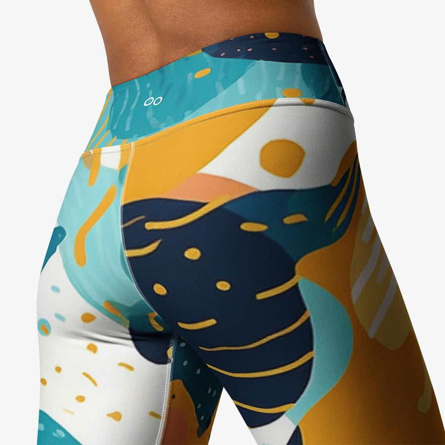 Printed Leggings "Seascape" Turquoise/Blue/Yellow