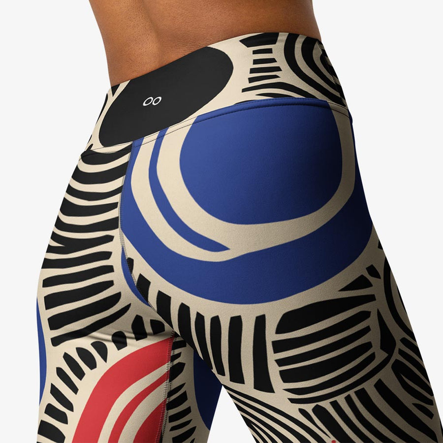 Printed Capris "Vertigo" Black/Blue/Red