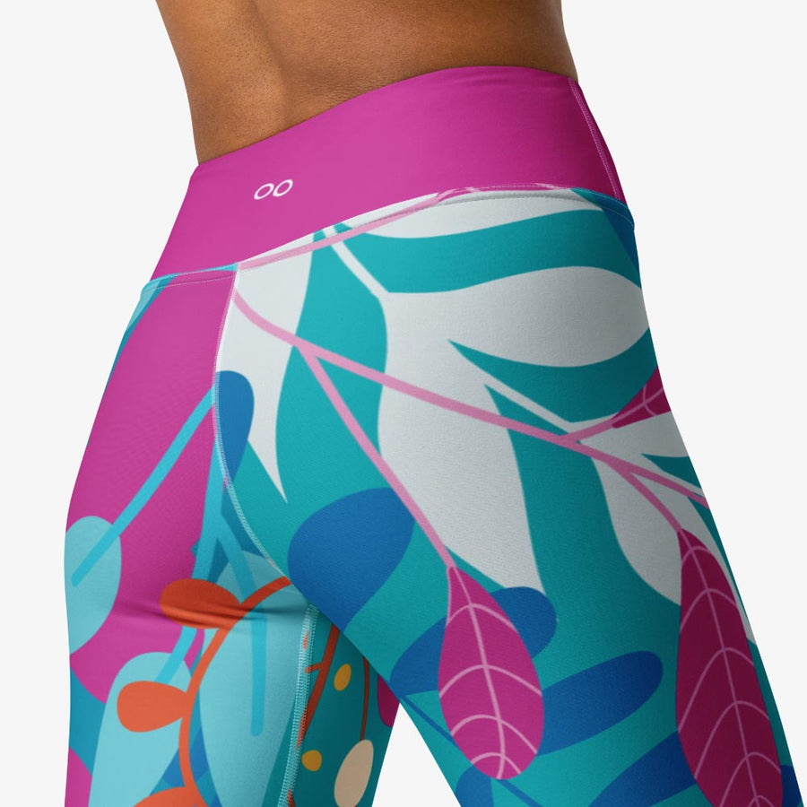 Floral Capris "Petal Party" Turquoise/Fuchsia