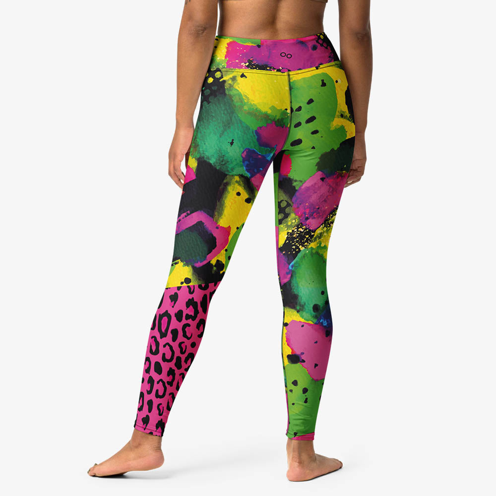 Wild Canvas Leggings – Green/Pink/Yellow