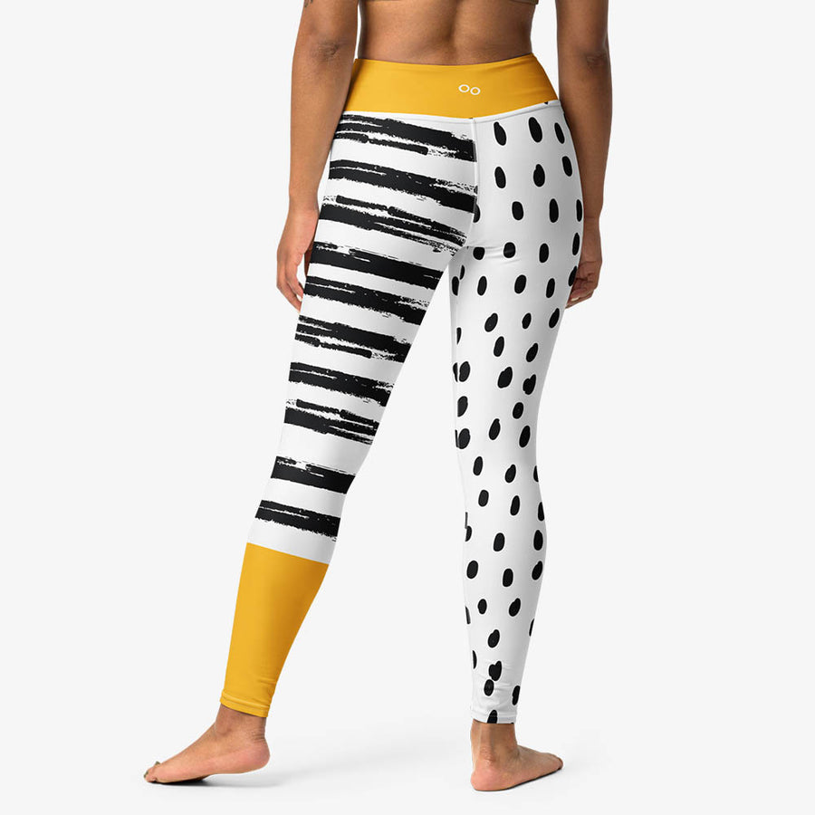 Printed Leggings "Dots&Stripes" Yellow