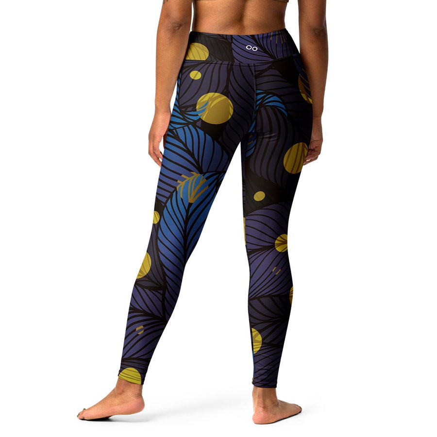 Floral Leggings "Fireflies" Blue/Yellow