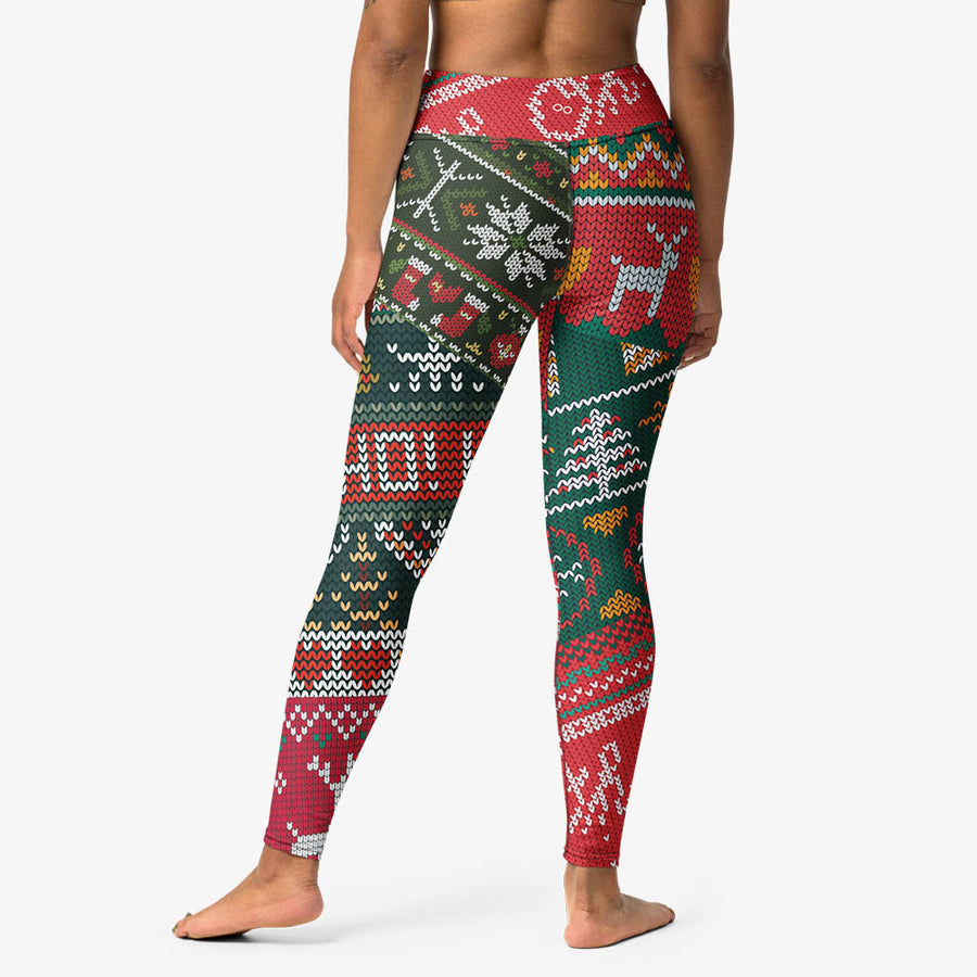 Printed Leggings "Oh! Oh! Oh!" Red/Green