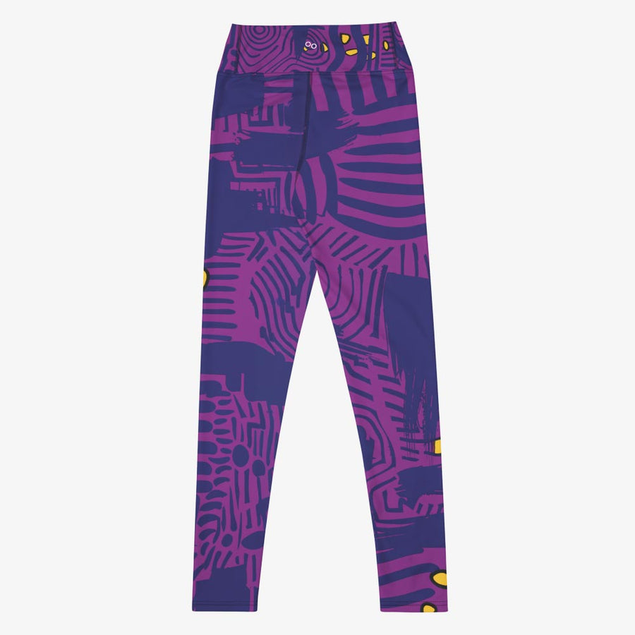 Printed Leggings "Electric Maze" Purple/Yellow