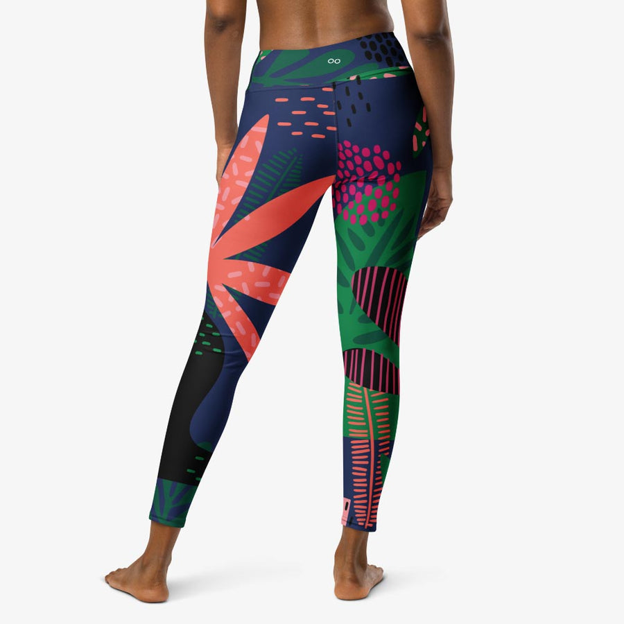 Floral Leggings "Floral Funk" (Blue, Green, Coral)