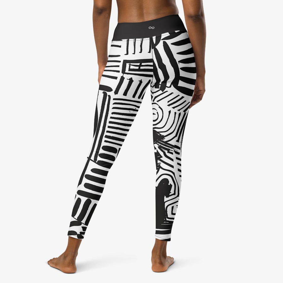 Printed Leggings "Black and Wow" Black/White