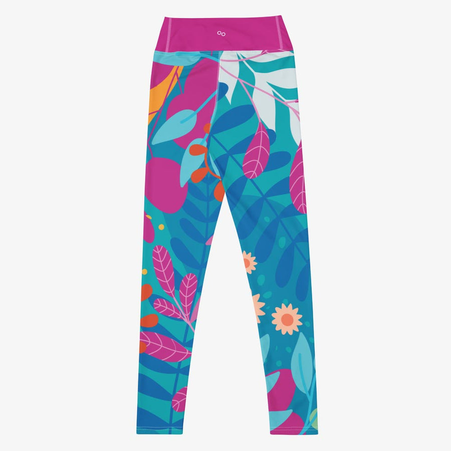Floral Leggings "Petal Party" Turquoise/Fuchsia