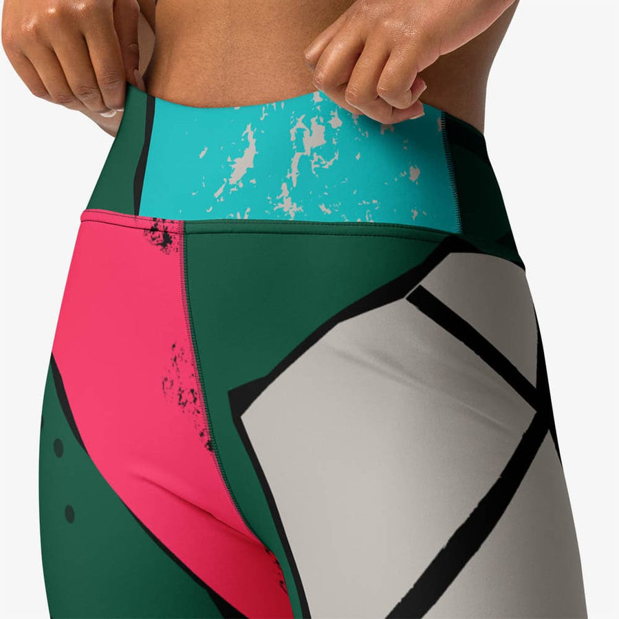 Printed Capris "Funky Terrazzo" Green/Magenta/Turquoise