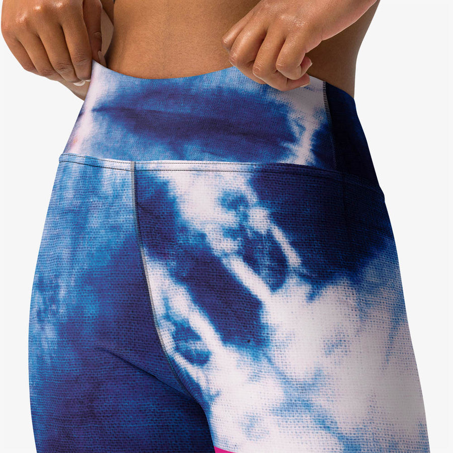 Printed Leggings "Tie Dye Stripe" Blue/Magenta