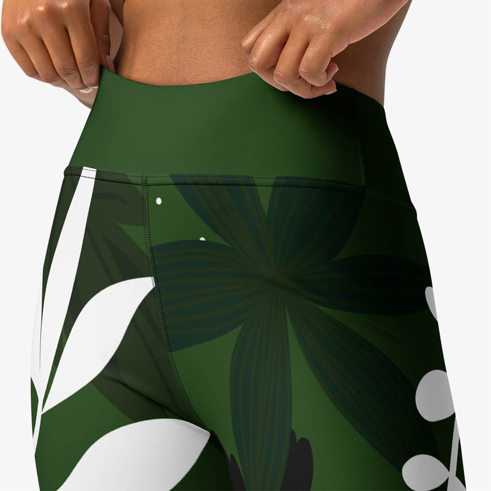 Night Garden Leggings – Green/White