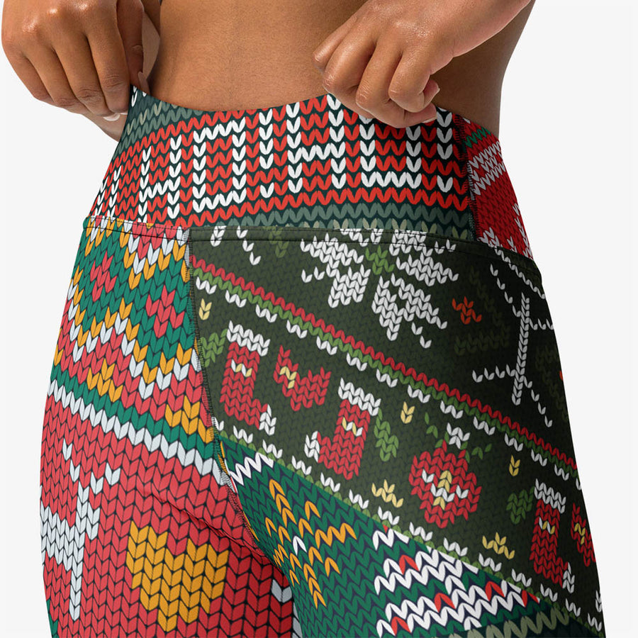 Printed Leggings "Oh! Oh! Oh!" Red/Green