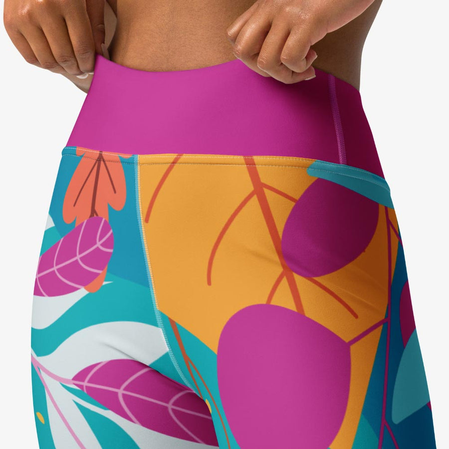 Floral Capris "Petal Party" Turquoise/Fuchsia