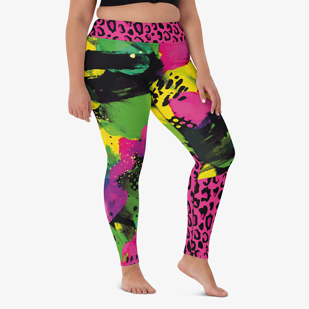 Wild Canvas Leggings – Green/Pink/Yellow