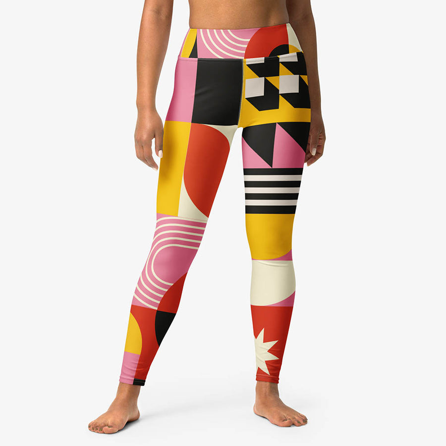 Printed Leggings "Design Delight" Orange/Yellow/Pink