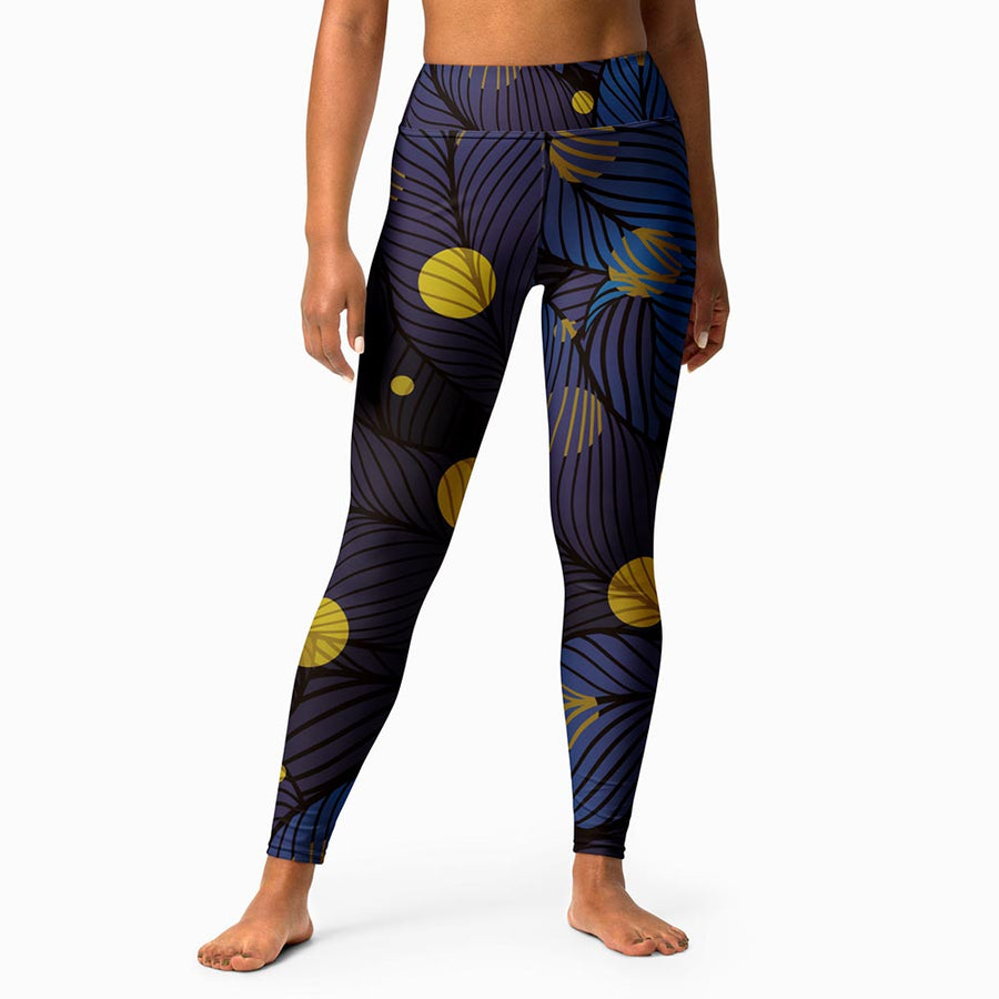 Floral Leggings "Fireflies" Blue/Yellow