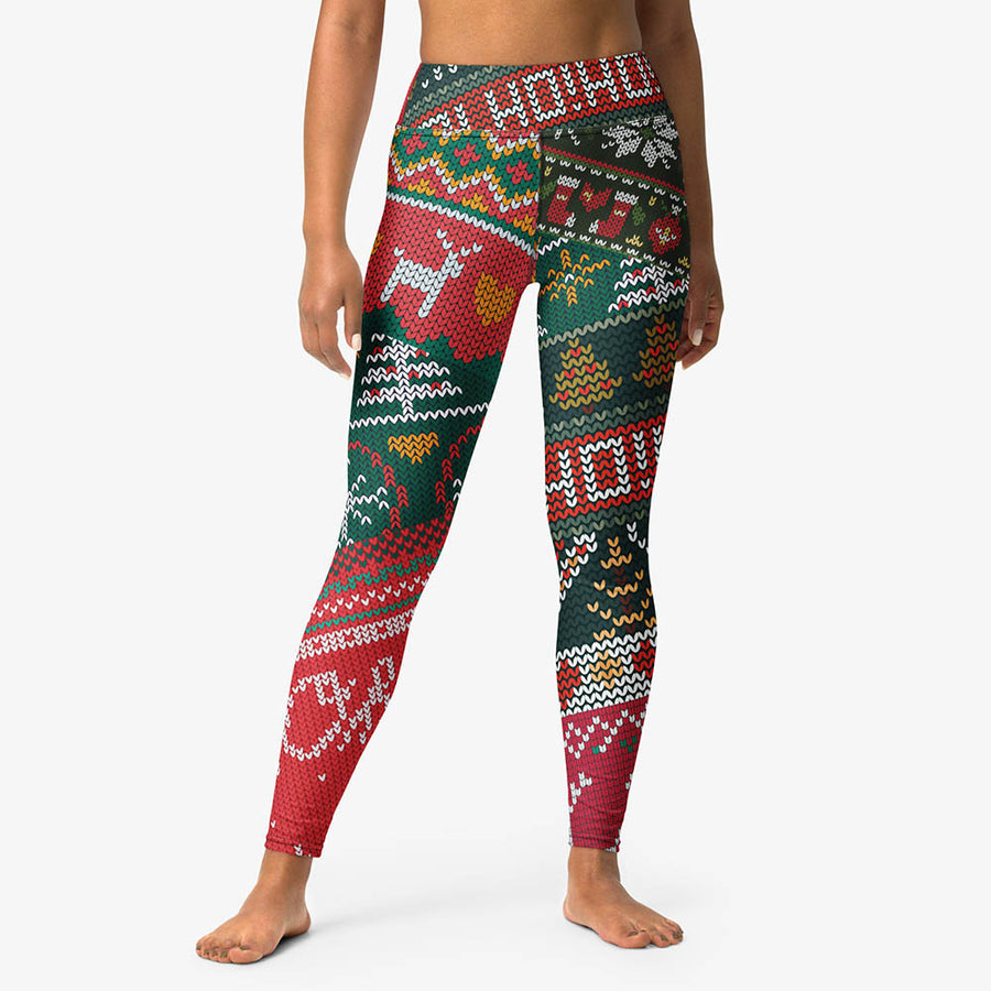 Printed Leggings "Oh! Oh! Oh!" Red/Green