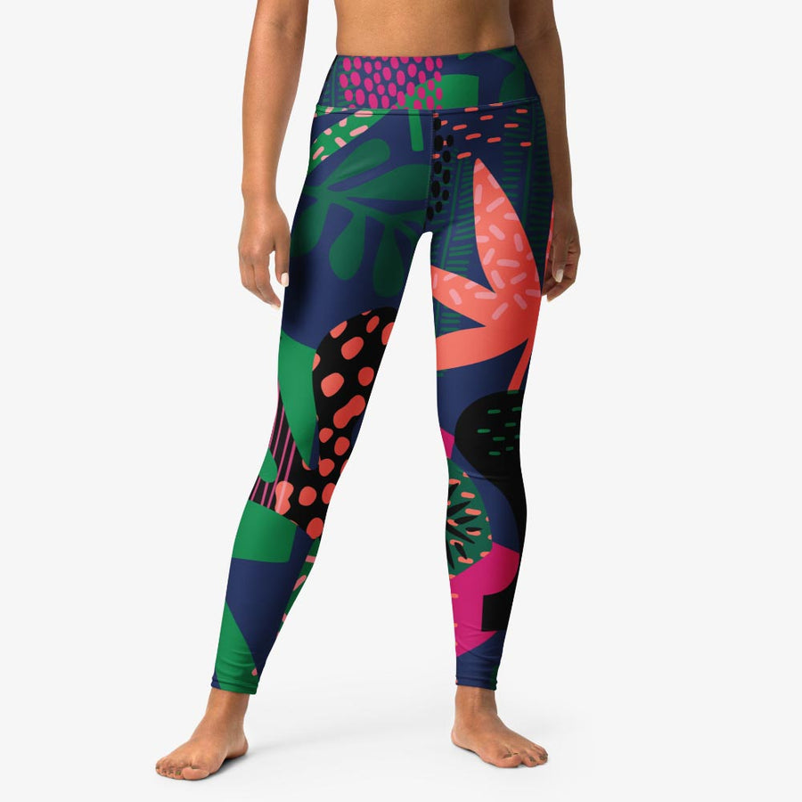 Floral Leggings "Floral Funk" (Blue, Green, Coral)