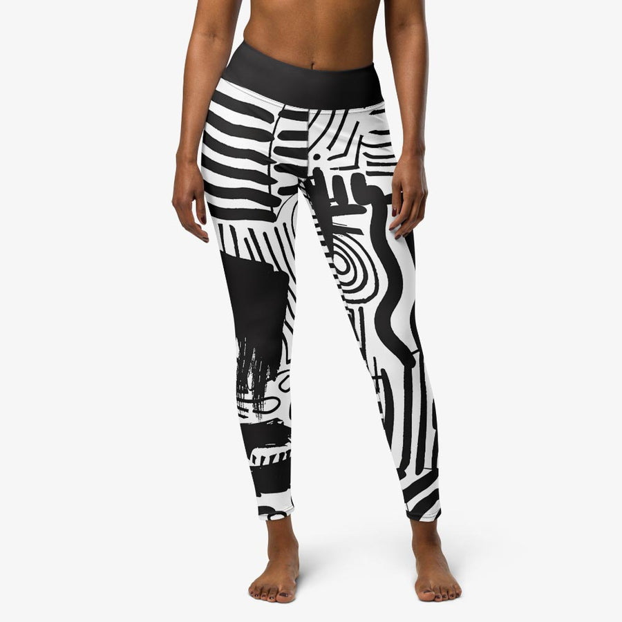 Printed Leggings "Black and Wow" Black/White