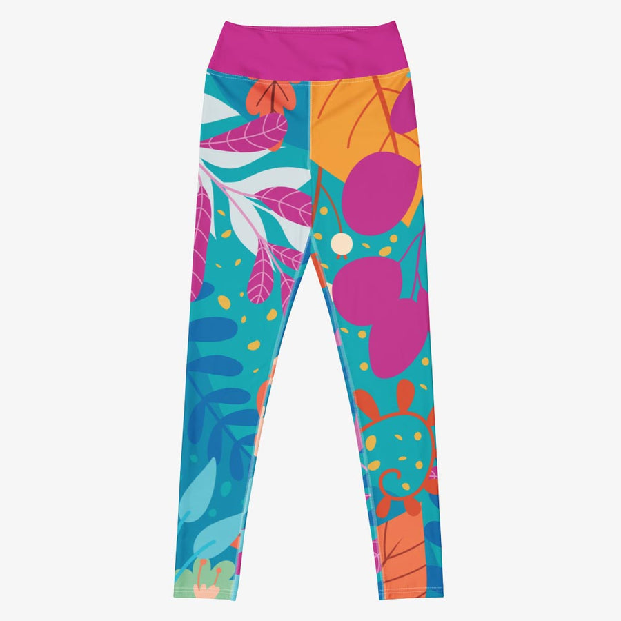 Floral Leggings "Petal Party" Turquoise/Fuchsia