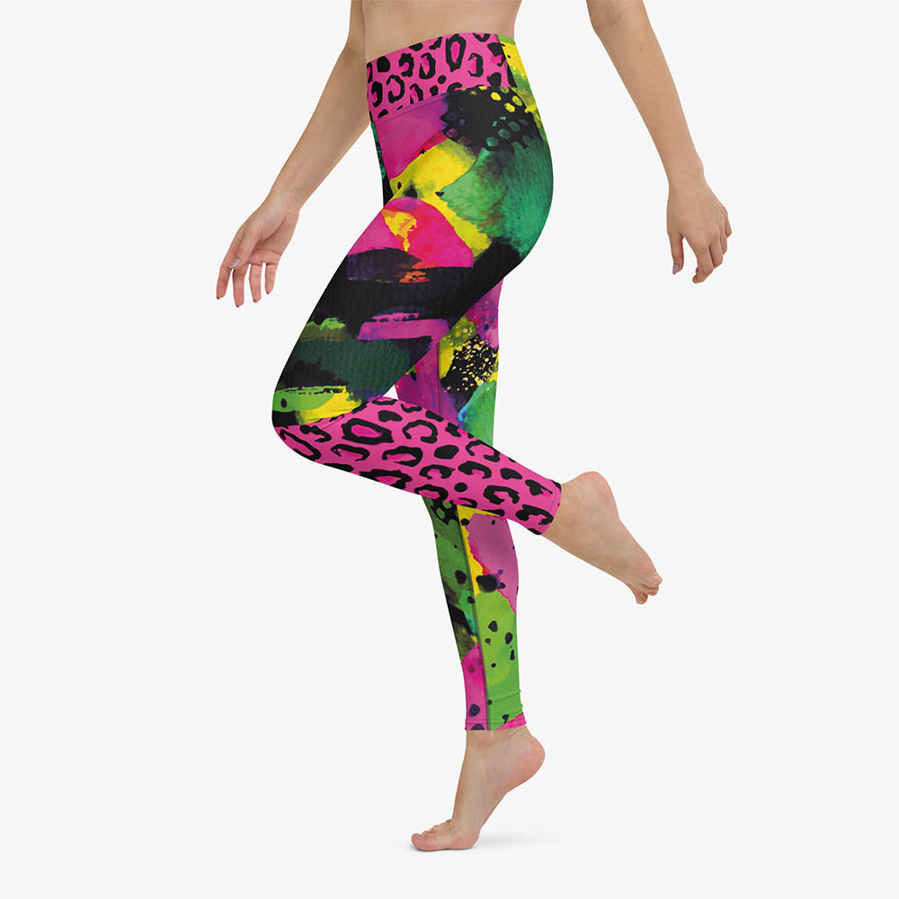 Wild Canvas Leggings – Green/Pink/Yellow